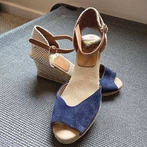KANNA Blue Espadrille Wedge Sandal